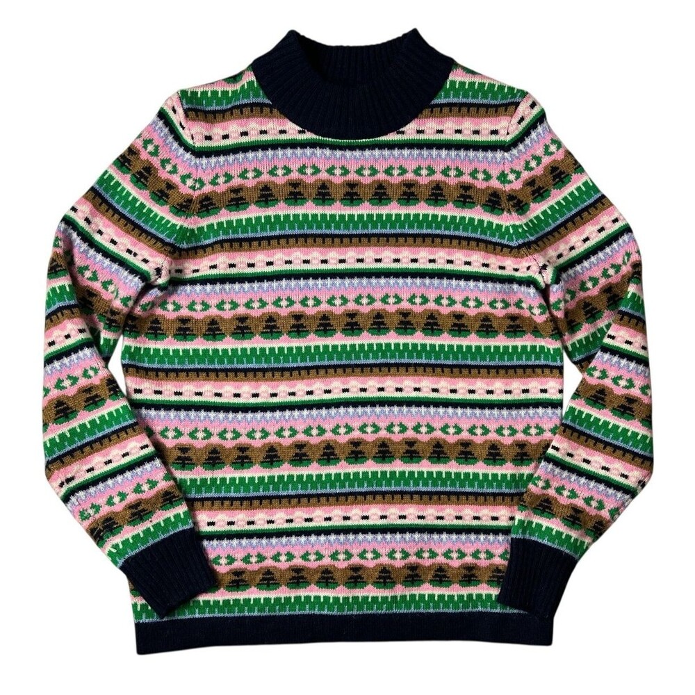 J. Crew Women's Colorful Mock Neck Fair Isle Nordic Holiday Sweater Size S